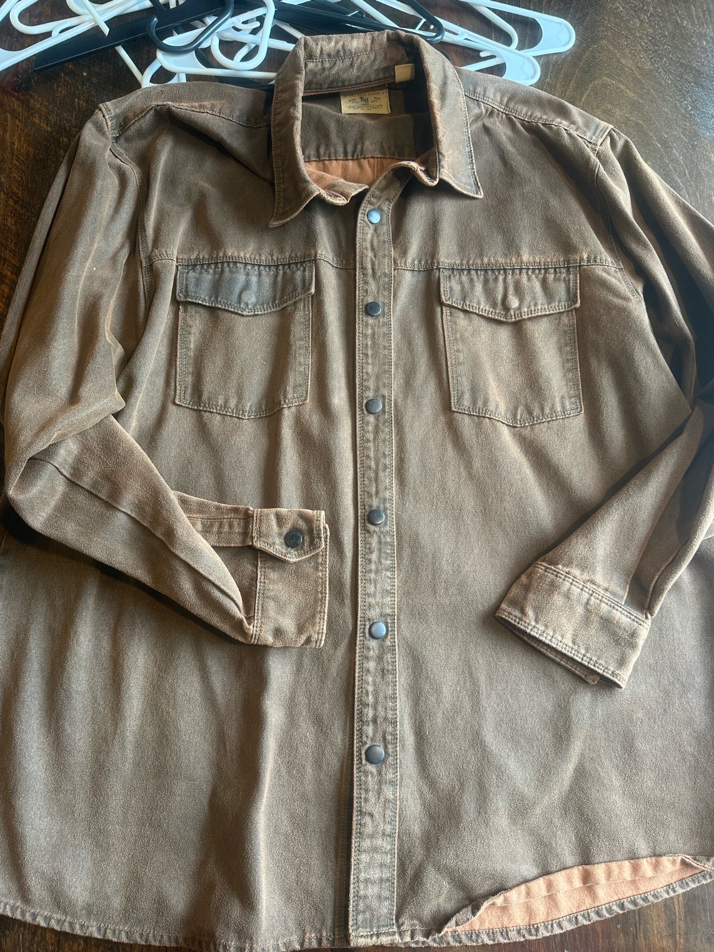 Ranchhand Casual Button-Front Utility Shirt Jacket - Brown